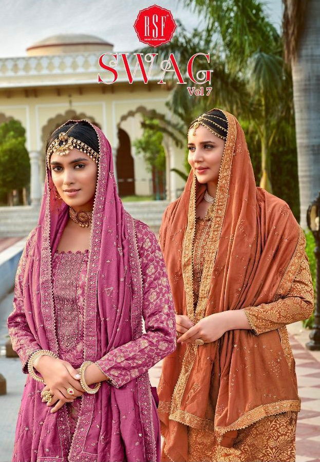 Rsf Swag 7 Beauty of Jacquard Embroidery With Hand Work Wedding Wear Salwar Kameez Collection
