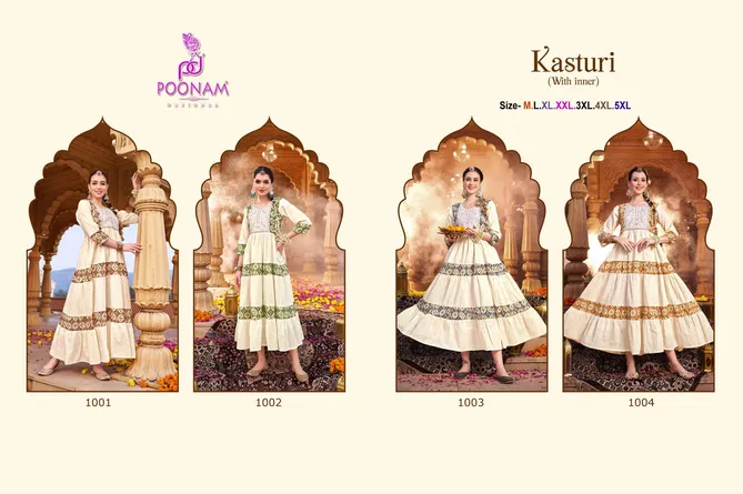 Kasturi By Poonam Cotton Jecard Long Anarkali Kurti Suppliers In India