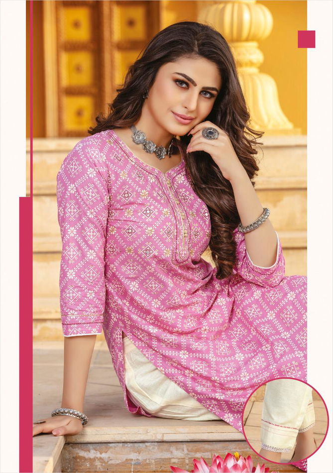 Kiana Bandhani 2 Latest Ethnic Wear Rayon And Cotton bandhani print Handwork Kurti With Bottom Collection