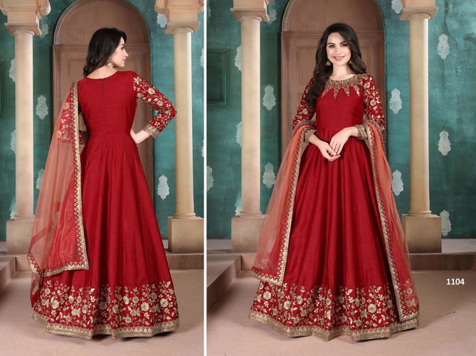 Aanaya Vol 111 By twisha Silk Gown With Bottom Dupatta Catalog