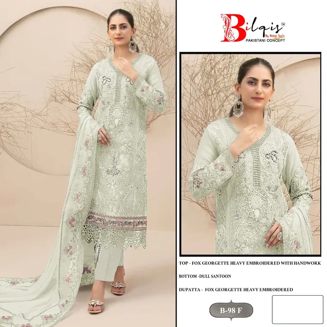 Bilqis B 98 E To H Faux Georgette Wholesale Pakistani Suits Suppliers In Mumbai