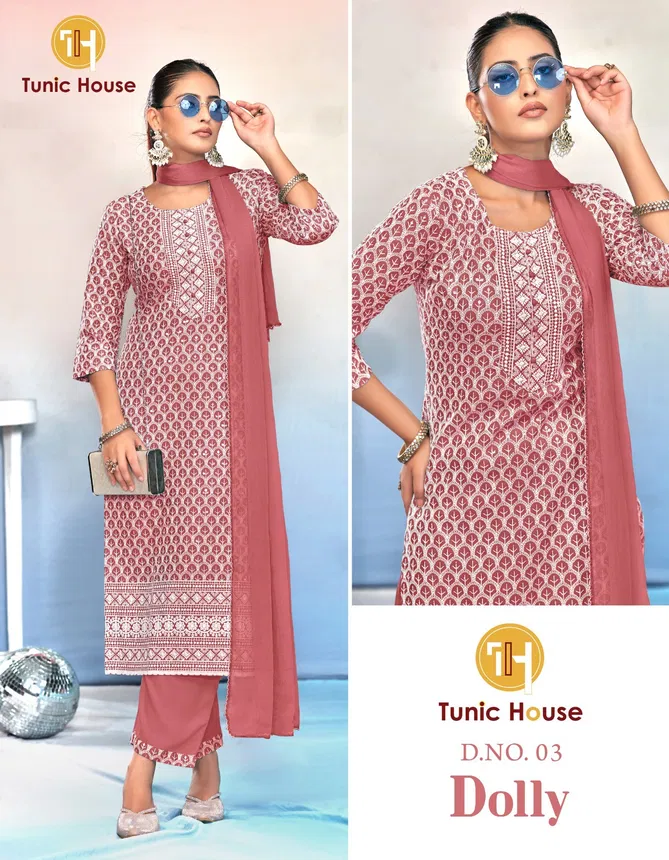 Dolly By Tunic House Viscose Rayon Kurti With Bottom Dupatta Online Wholesale