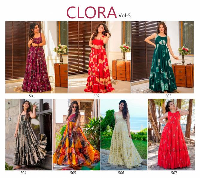 Clora Vol 5 By Lucaya Rayon Flair Gown Suppliers In India