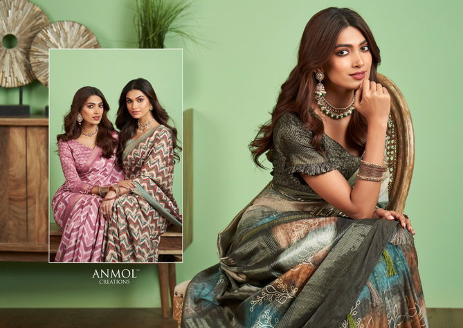 Tulip Vol 6 By Anmol Jute Silk Printed Sarees Catalog