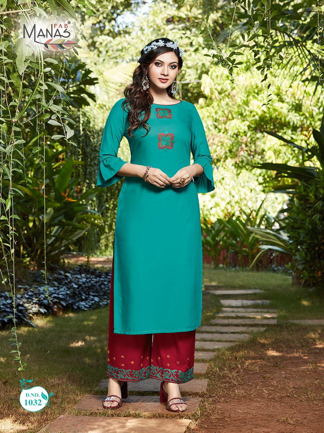 Manas Anishka 5 Latest fancy Designer Ethnic Wear Rayon Kurti With Bottom Collection
