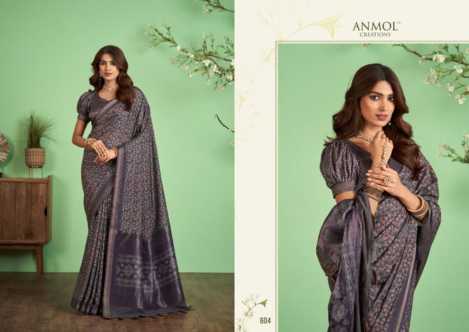 Tulip Vol 6 By Anmol Jute Silk Printed Sarees Catalog