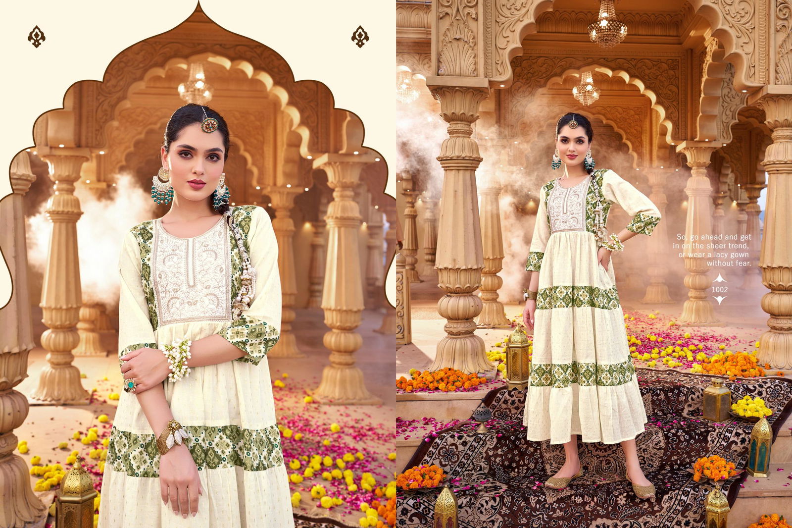 Kasturi By Poonam Cotton Jecard Long Anarkali Kurti Suppliers In India