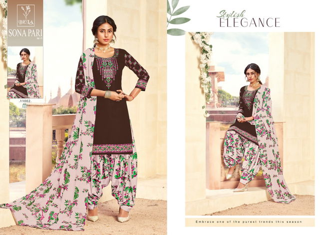 Bela Sona Pari 11 Latest Designer Festive Wear Cotton With Embroidery Work Top With Bottom And fancy Print Dupatta Dress Material Collection
