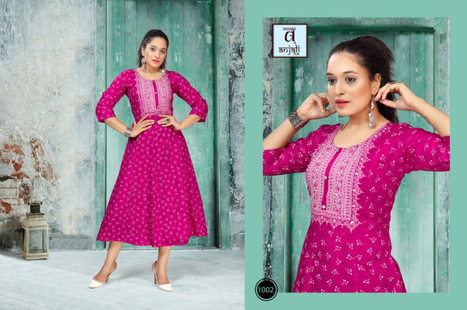 Anjali Libas Latest Regular Wear Rayon Printed Designer Kurtis Collection