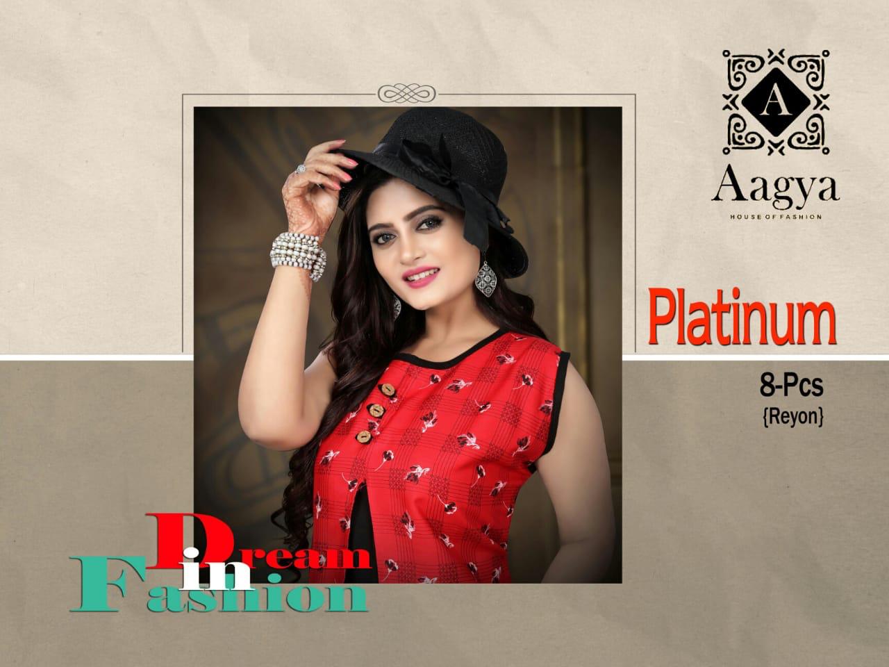 Trendy Aagya Platinum 1 latest Fancy Ethnic Wear Designer Rayon Kurtis Collection