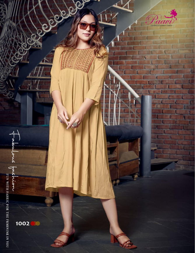 Paavi Falak Heavy Party Wear Rayon Printed Anarkali Kurti Collection