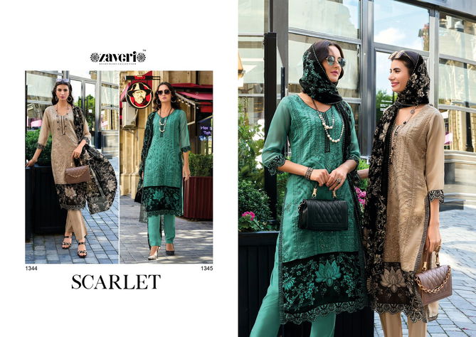 Scarlet By Zaveri Organza Digital Printed Embroidery Kurti With Bottom Dupatta Wholesale Online