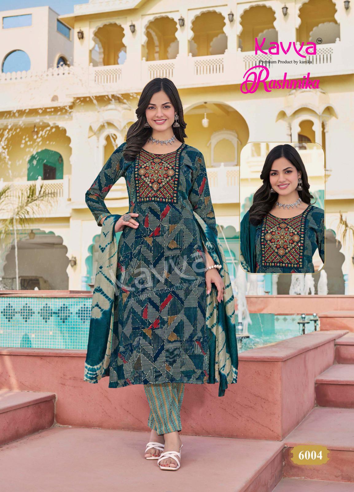 Rashmika Vol 6 By Kavya Rayon Foil Printed Kurti With Bottom Dupatta Wholesale Price