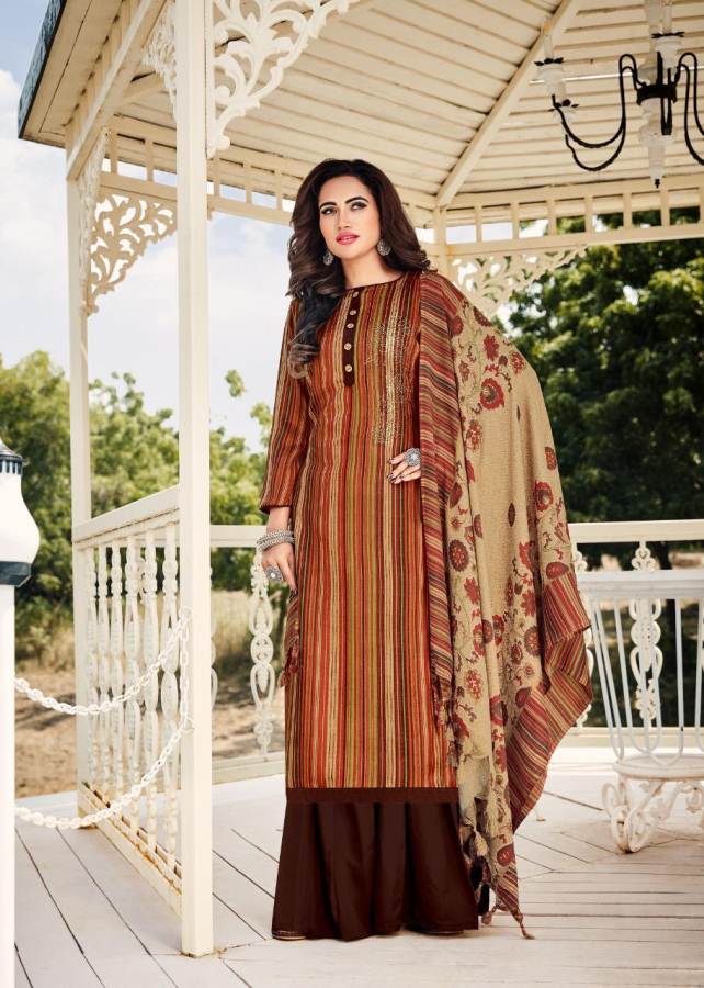 Roli Moli Minar Designer Pure Pashmina Jacquard  Print With Fancy Embroidery Work Dress Material Collection 