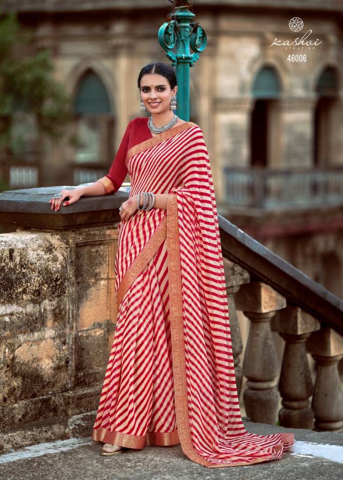 Kashvi Sadguna Fancy Latest Designer Casual Regular Wear 	Georgette with Sequence Foil Fancy Lace Saree Collection
