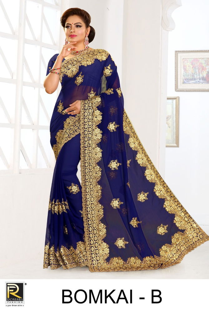 Ronisha Bomkai Latest Designer Festival Wear Fancy Georgette saree collection
