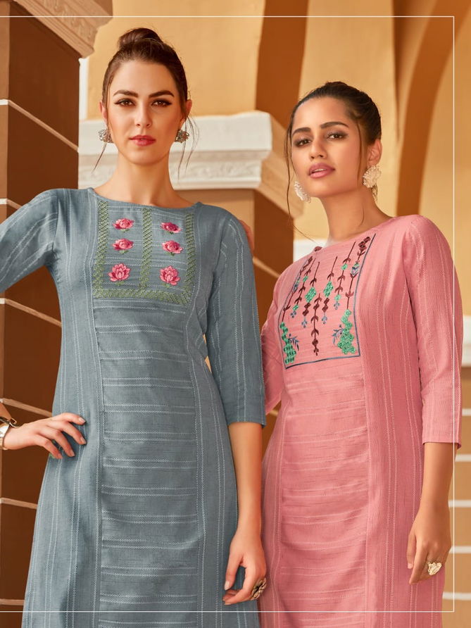 Syasii Matic Fancy Party Wear Cotton Embroidery Latest Designer Kurtis Collection
