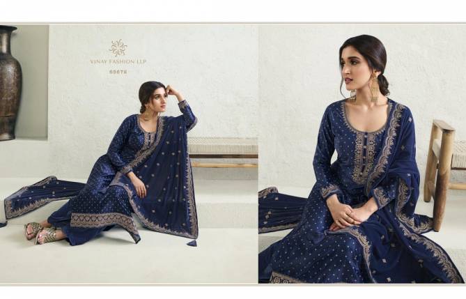 Vinay Kervin Kanval Printed Velvet Winter Wear Designer Salwar Suits

