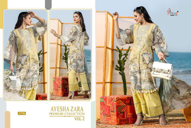 Shree Ayesha Zara Premium Collection 2 Fancy Latest Festive Wear Pure Cotton Print With Embroidery Pakistani Salwar Suits Collection
