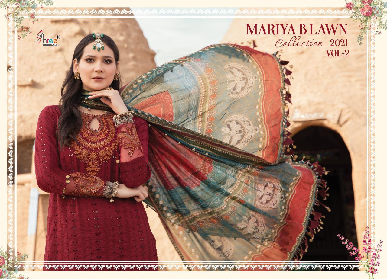 Shree Mariya B Lawn Collection 2021 Vol 2 Latest Fancy Festive Wear Pure Lawn Worked Pakistani Salwar Suits Collection
