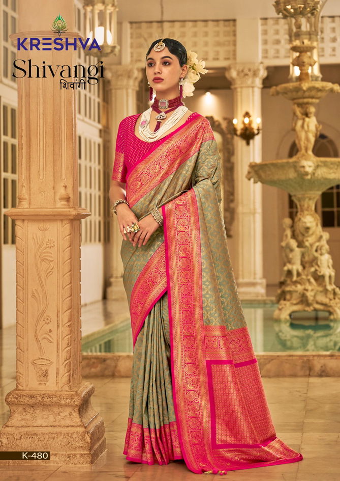 Shivangi By Kreshva Banarasi Pv Silk Wedding Wear Saree Exporters In India