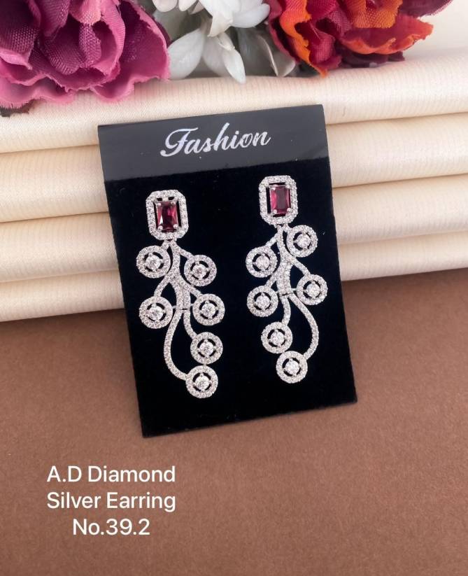 Ad Diamond Silver Earring Wholesale Online