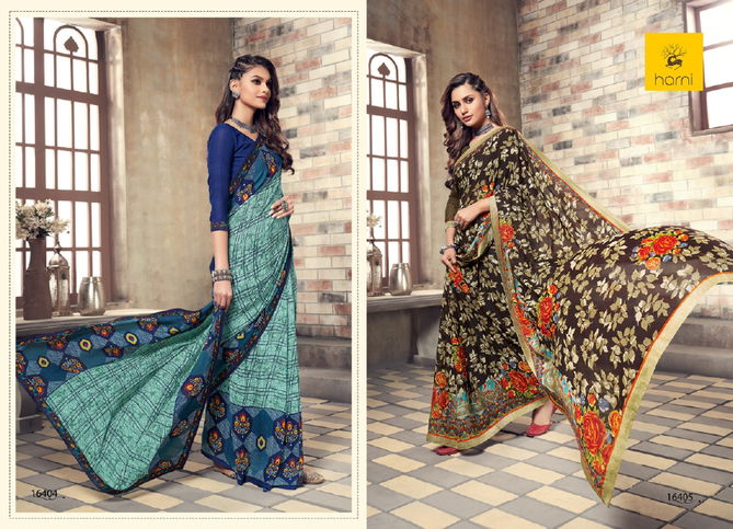 Hirva Meera Fancy Latest Designer Regular Casual Wear Printed Georgette Sarees Collection
