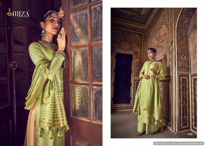 Ibiza Pehnava Exclusive Designer Festive Wear Pure Silk Jacquard With Embroidery Work Dress Material Collection