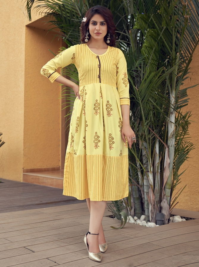 Rangjyot Summer Queen Latest Fancy Designer 1 Rayon Print Designer Kurtis Collection
