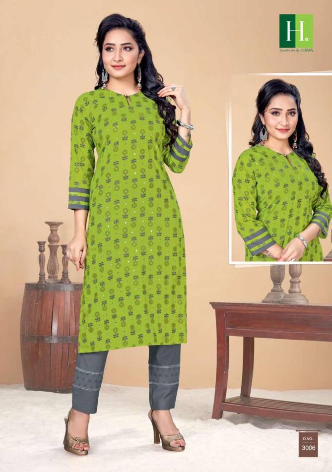 Hirwa Indi Chic Casual Wear Designer Fancy Kurtis With Bottom Collection
