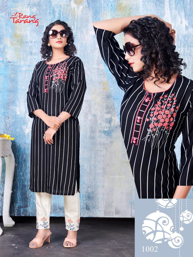 Rang Tarang Sakhi Latest Festive Wear Embroidery Work Designer Rayon Kurtis Collection
