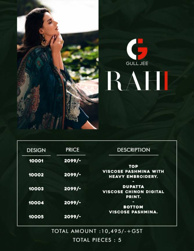 Raahi By Gull Jee Embroidery Pashmina Dress Material 