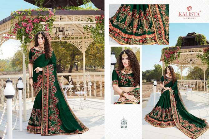 Kalista Nagma Latest Fancy Heavy Festive Wear vichitra silk Embroidery Worked Sarees Collection
