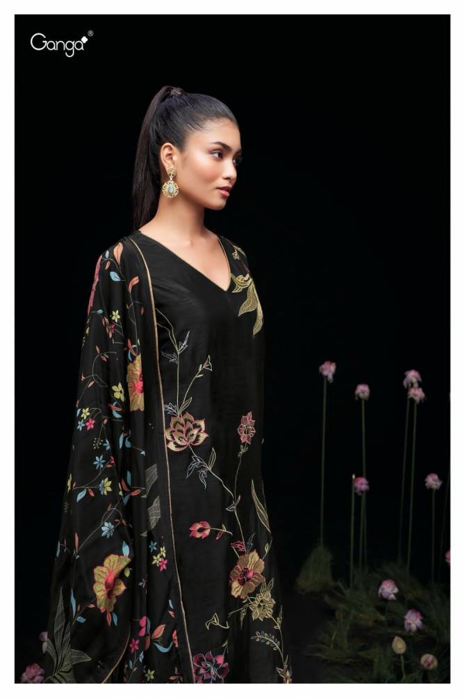 AIMI 2214 By Ganga Raw Silk Printed Dress Material Catalog