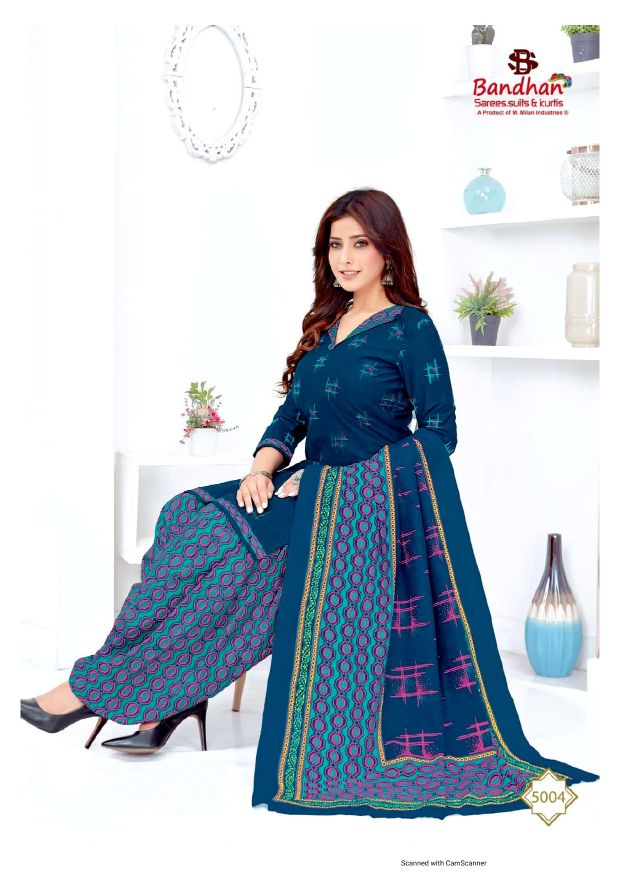 Bandhan Priyalaxmi 5 Latest Printed Casual Wear Pure Cotton Patiyala Suits Readymade Collection
