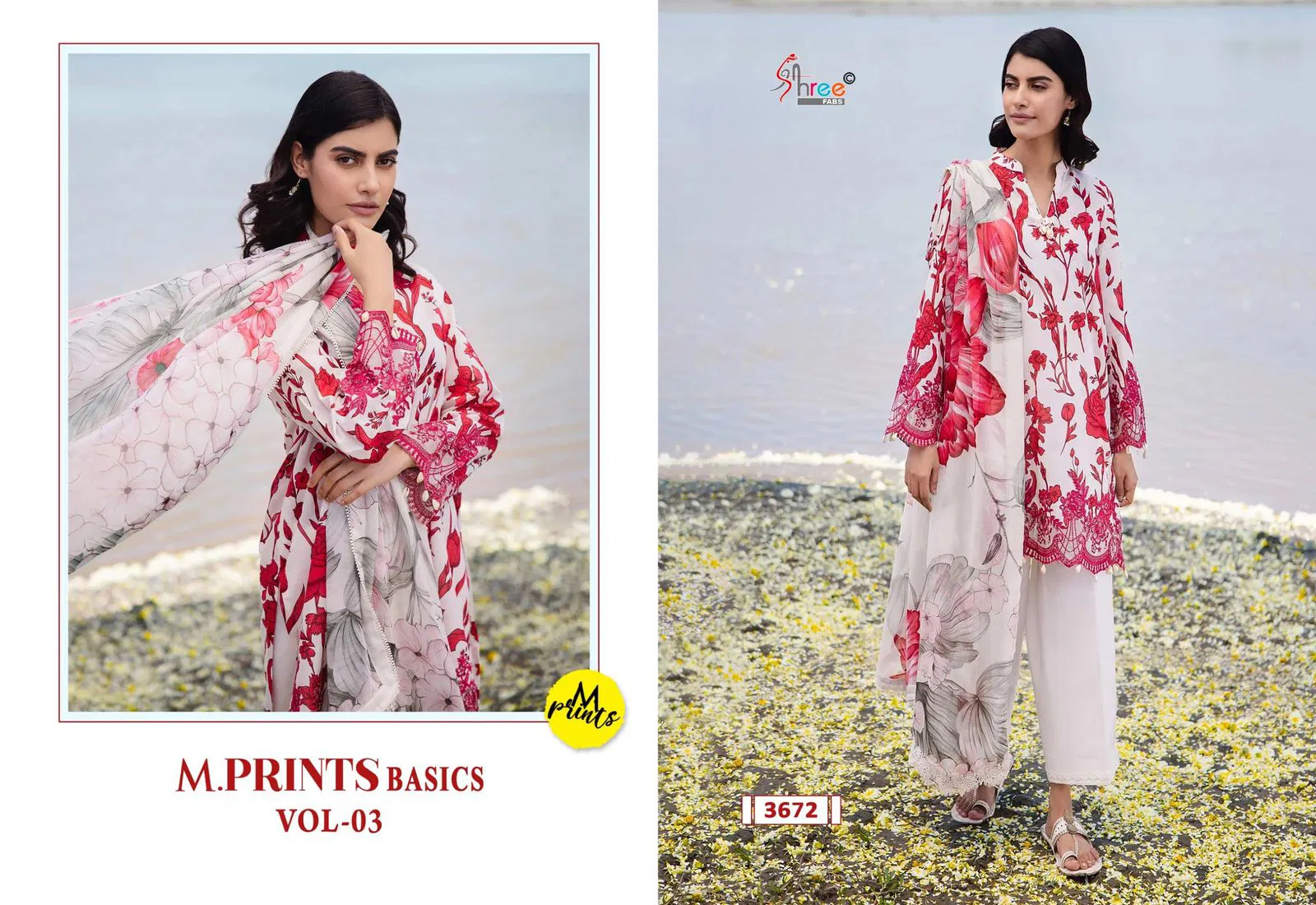 M Prints Basics Vol 3 By Shree Cotton Embroidery Pakistani Suits Wholesale Online