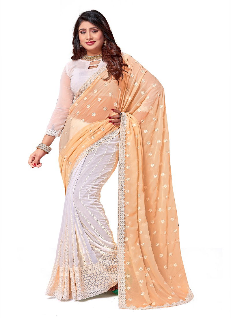 Mannat By Utsav Nari Georgette Embroidery Saree Suppliers In India