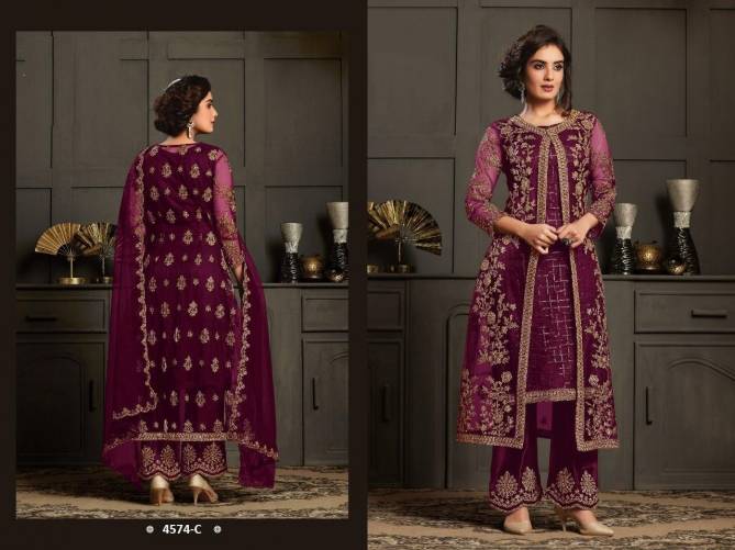 Super Hit 4594 Colors Latest Fancy Festive Wear Heavy Net with Embroidery And Cording Beautiful Ton To Ton Sequences Work Salwar Kameez Collection