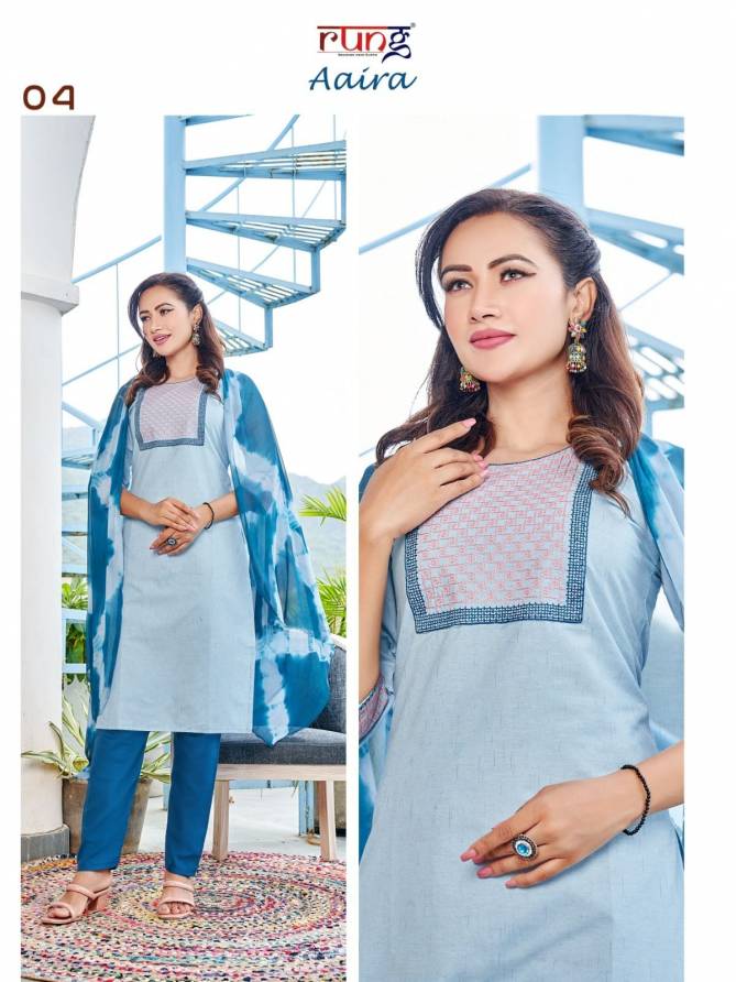 Aaira By Rung Cotton Designer Kurti With Bottom Dupatta Wholesale Clothing Suppliers In India