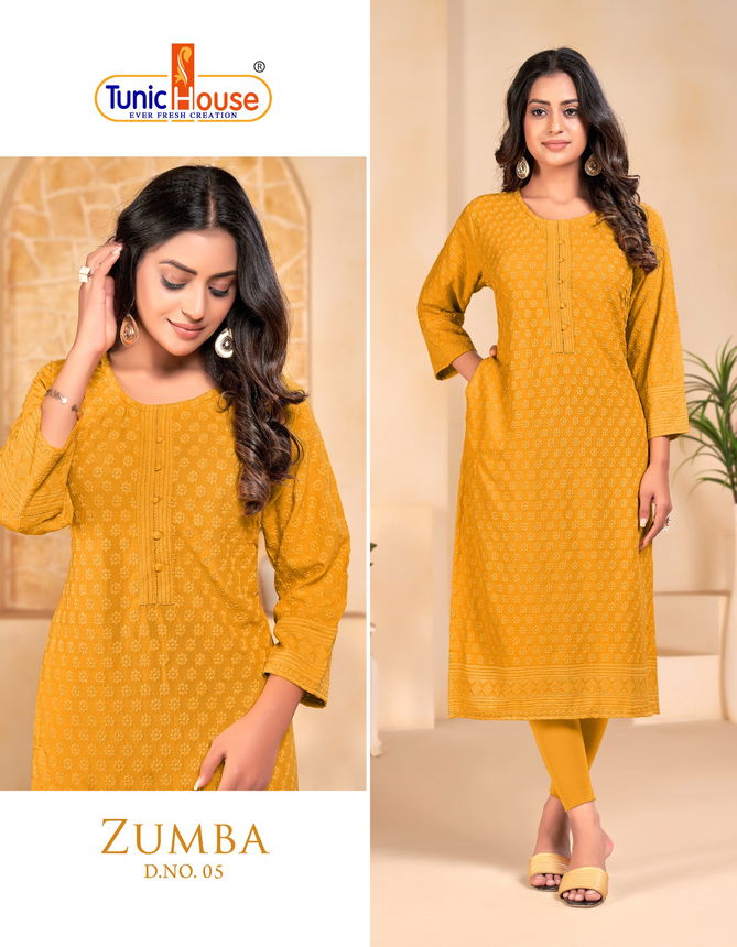 Tunic House Zumba 05 Viscose Rayon Chikankari Designer Kurtis
