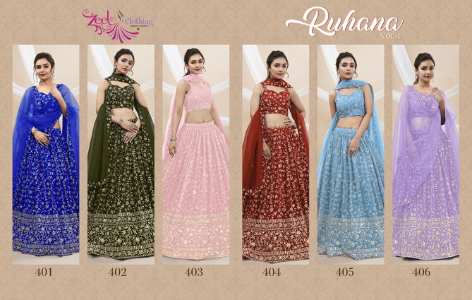 Ruhana Vol1 By Zeel 401 To 406 Series Wholesale Party Wear Lehenga Choli Manufacturers