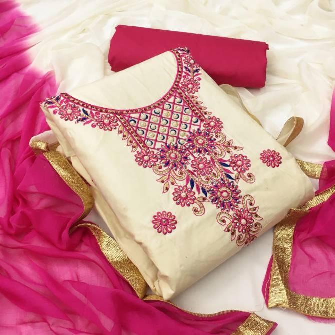 Latest Designer Cotton Embroidery With Stone Work Dress Material Collection 