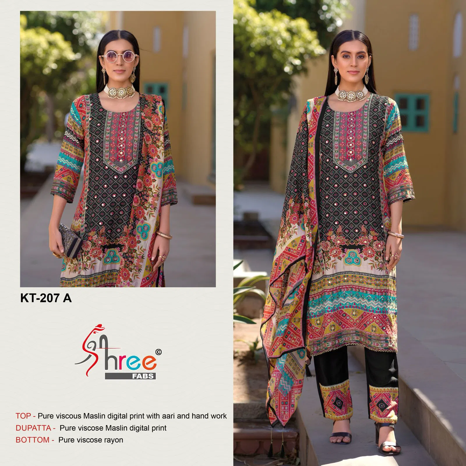 KT 207 by Shree Viscose Maslin Digital Printed Salwar Suits Wholesale In India