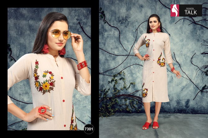 Ft Pinky Latest Fancy Designer Casual Wear Embroidery Designer Kurtis Collection
