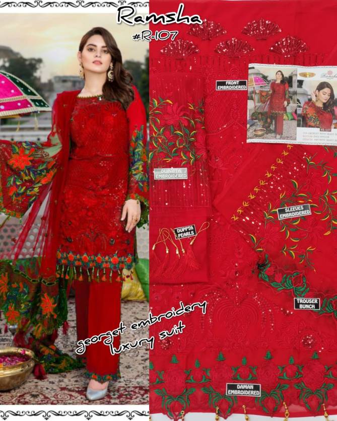 Ramsha R 107 Nx Festive Wear Heavy Georgette Pakistani Salwar Kameez Collection
