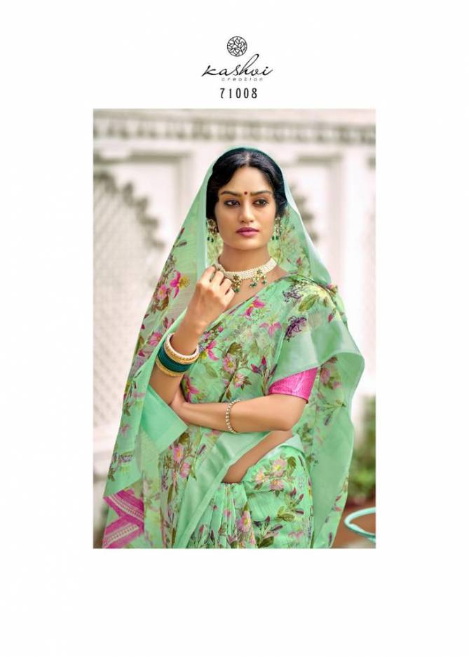 Kashvi Flora Sonakshi Satin Patta Fancy Ethnic Wear Chiffon Printed Saree Collection
