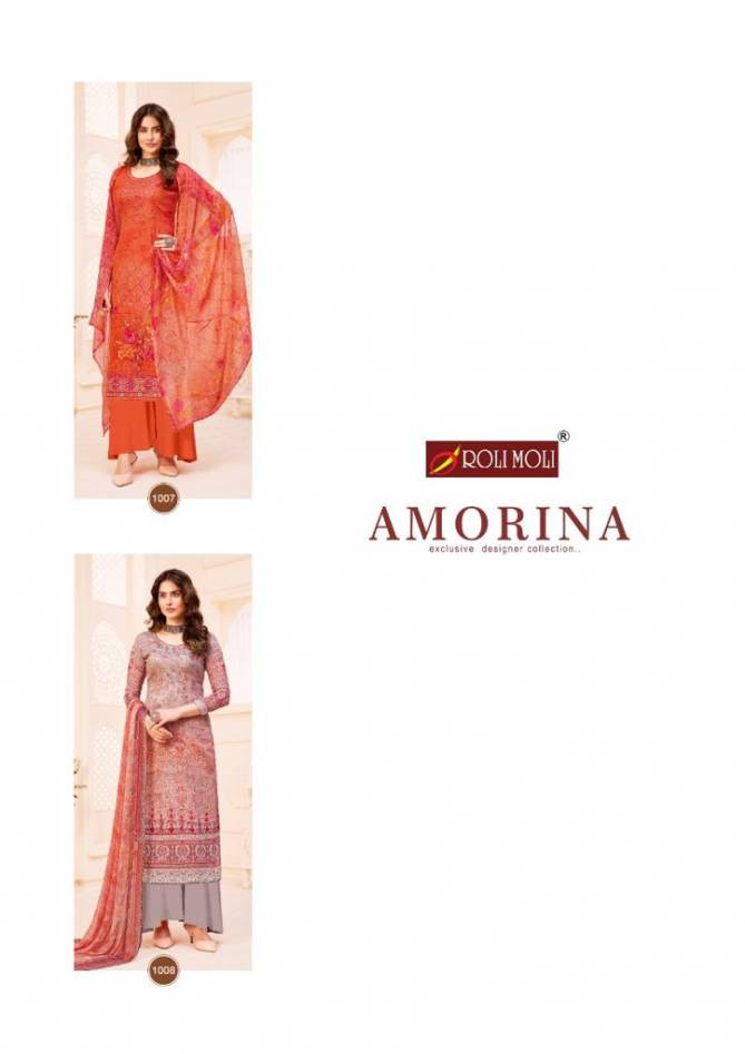 Roli Moli Amorina Camric Cotton Printed Casual Wear Designers Embroidery Dress Material Collection
