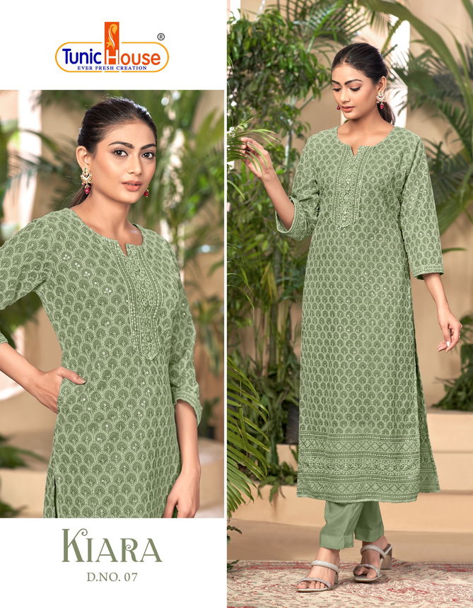 kiara 07 By Tunic House Georgette Lucknowi Work Designer Kurtis Wholesalers In Delhi
