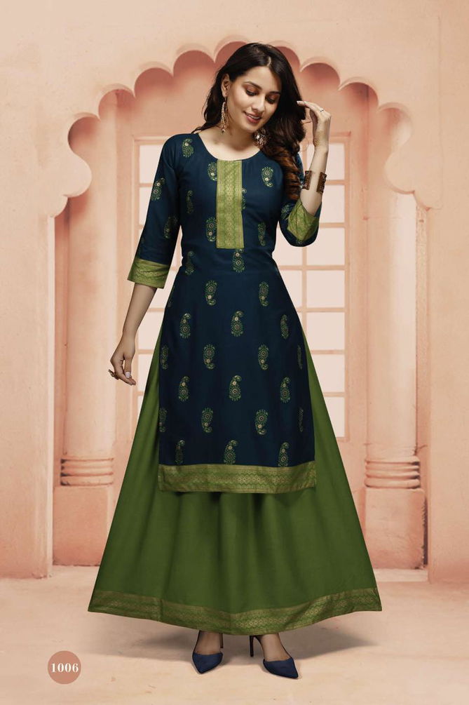 Beauty Queen Kritika 2 Designer Festive Wear Rayon Anarkali Kurti With Bottom Collection