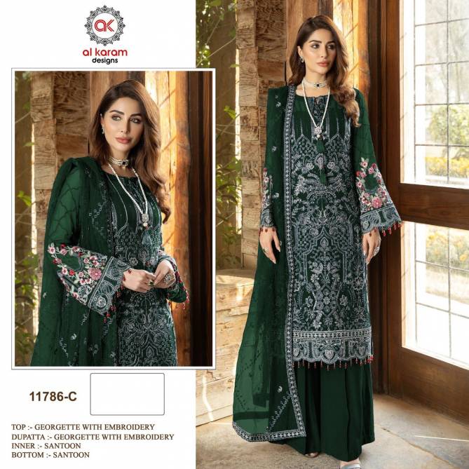 11786 Color By Al Karam Georgette Pakistani Suits Catalog
